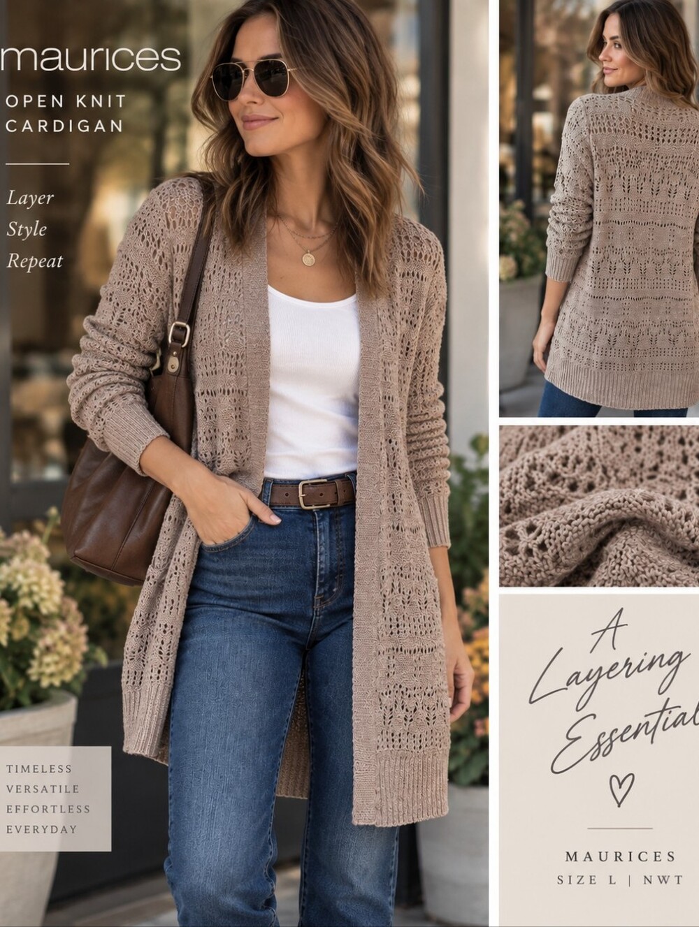 NWT Maurices Open Knit Longline Duster Cardigan – Size L